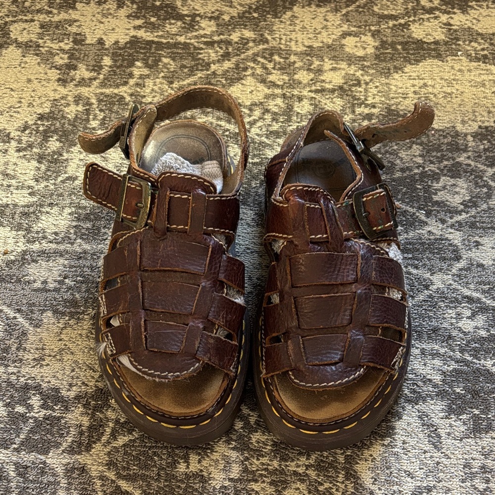 Dr. Martens Brown Leather Buckle Sandals